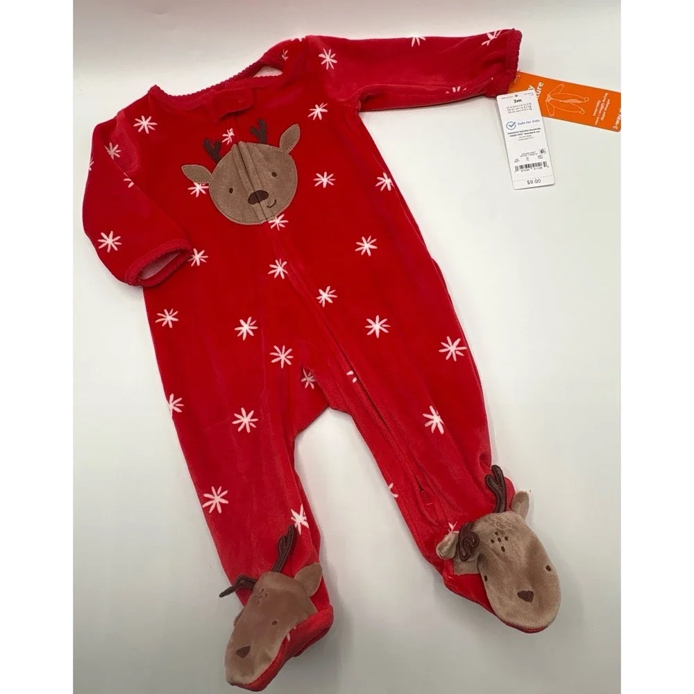 NEW infant baby girl size 3 months Carter super soft onesie pajamas.